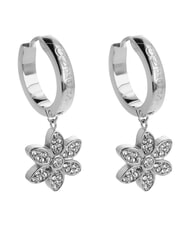 GUESS WHITE LOTUS Orecchini a cerchio con charms fiori - Orecchini