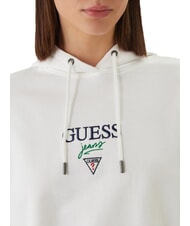 GUESS JEANS DROP BAKER CROP Felpa con cappuccio purwhite - Felpe Donna - 3