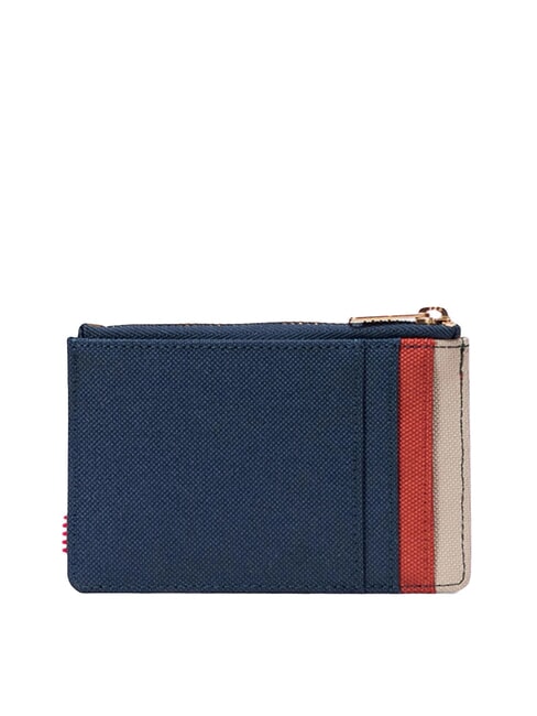 OSCAR Portacarte piatto con zip black iris/red ochre/twill - Portafogli Uomo