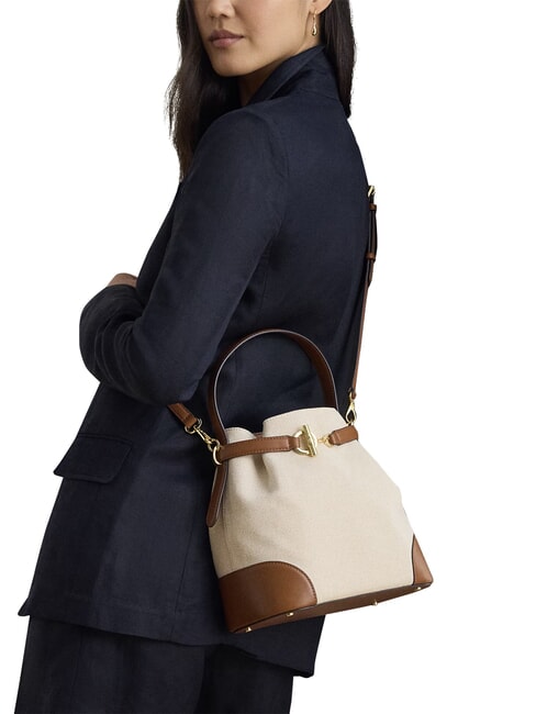 BLAIKE Borsa a mano, con tracolla, a secchiello whitecanvas/tan - Borse Donna