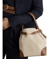 RALPH LAUREN BLAIKE Borsa a mano, con tracolla, a secchiello whitecanvas/tan - Borse Donna - 3