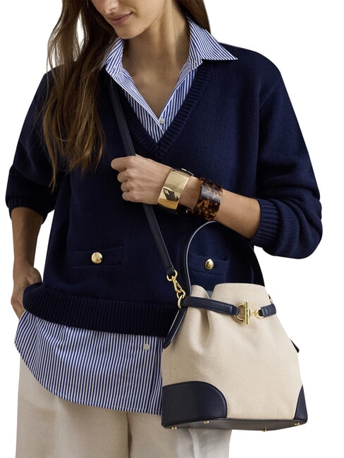 BLAIKE Borsa a mano, con tracolla, a secchiello natural/canvas/navy - Borse Donna