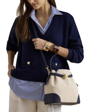 RALPH LAUREN BLAIKE Borsa a mano, con tracolla, a secchiello natural/canvas/navy - Borse Donna - 2