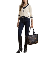 RALPH LAUREN MERRIMACK Shopper reversibile a spalla navy/skinny stripe - Borse Donna - 2