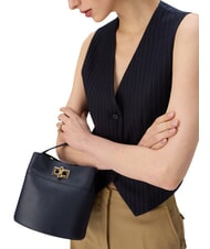 FURLA AMELIA Borsa secchiello mini, a mano, in pelle ink blue - Borse Donna - 5