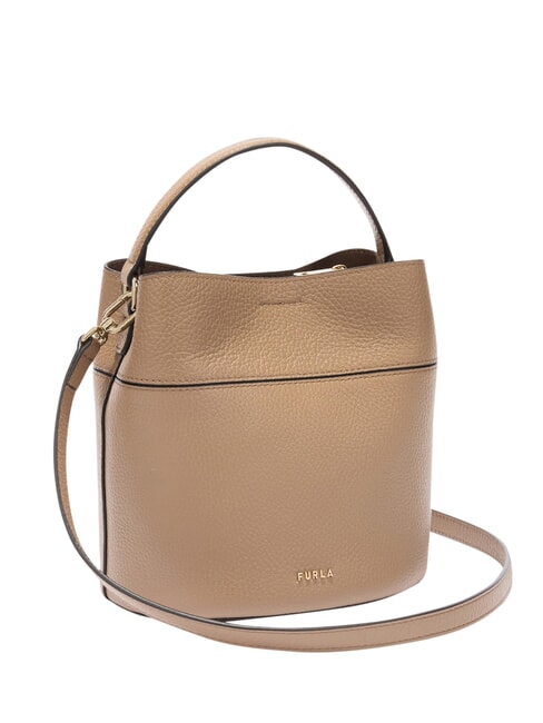 AMELIA Borsa secchiello mini, a mano, in pelle toffee - Borse Donna