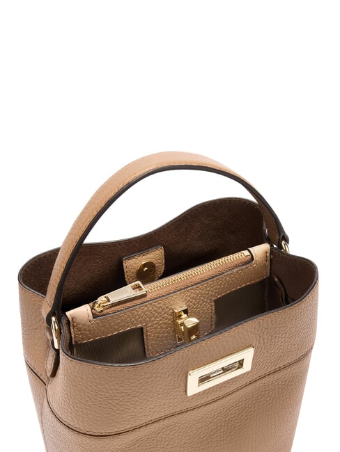 AMELIA Borsa secchiello mini, a mano, in pelle toffee - Borse Donna