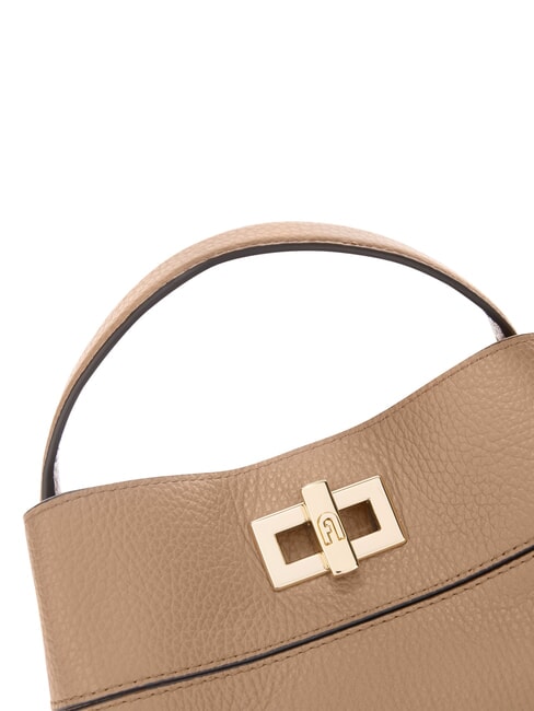 AMELIA Borsa secchiello mini, a mano, in pelle toffee - Borse Donna