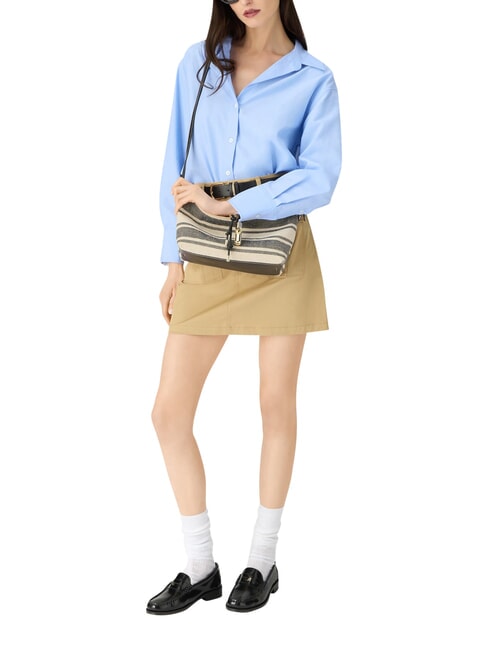 DEBBY Borsa spalla, pelle e lino toni indigo - Borse Donna