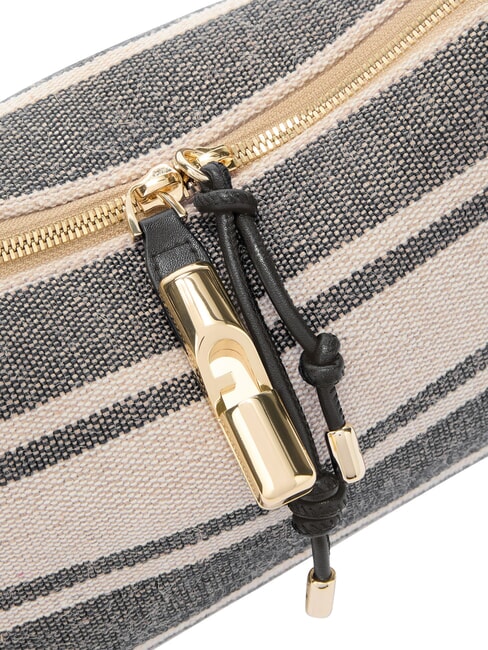 DEBBY Borsa spalla, pelle e lino toni indigo - Borse Donna