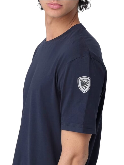 HANSON T-shirt manica corte, in cotone blu - T-shirt Uomo