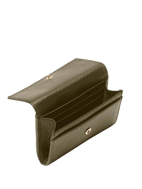 METALLIC SOFT Portacarte in pelle martellata laurel green - Portafogli Donna