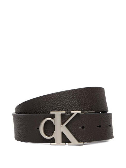 CK HARDWARE Cintura reversibile in pelle black/ck dark brown/antique s - Cinture