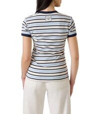 GUESS STRIPED MINI 4G LOGO Maglietta a righe cream white and shad - T-shirt e Top Donna - 2