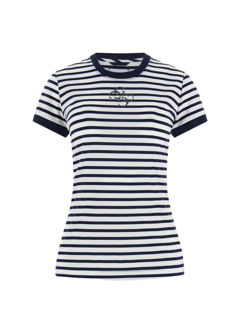 STRIPED MINI 4G LOGO Maglietta a righe blackened blue and w - T-shirt e Top Donna