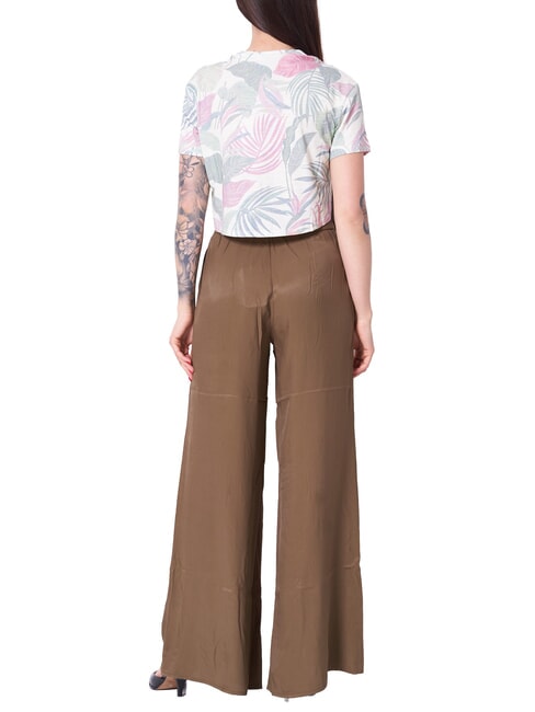 SCRIPT CROP T-Shirt in cotone choco jungle print s - T-shirt e Top Donna