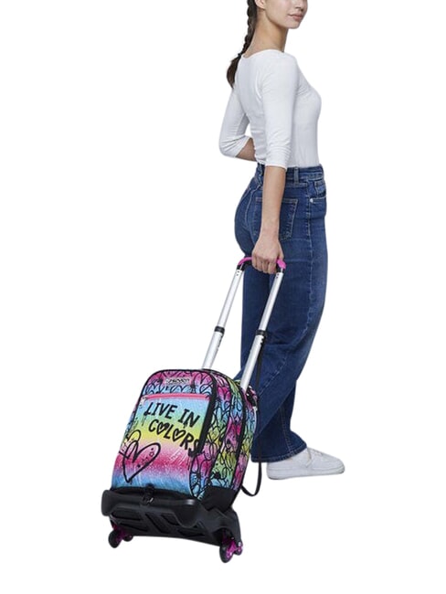 COLOUR EXPRESSION Zaino trolley 3 ruote, amovibile RHODAMINE RED - Zaini con carrello