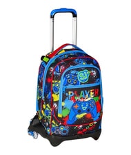 SJGANG GAME-LED Zaino trolley 3 ruote, amovibile FIERY RED            - Zaini con carrello - 3