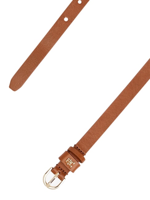 TH LOGO Cintura da donna sottile in pelle cognac - Cinture