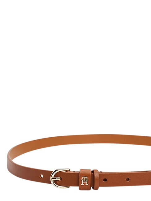 TH LOGO Cintura da donna sottile in pelle cognac - Cinture
