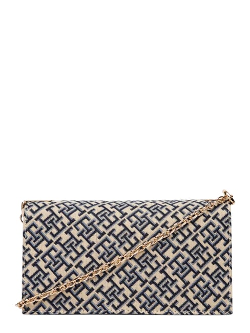 TH HER Borsa mini, con tracolla a catena blue mono - Borse Donna