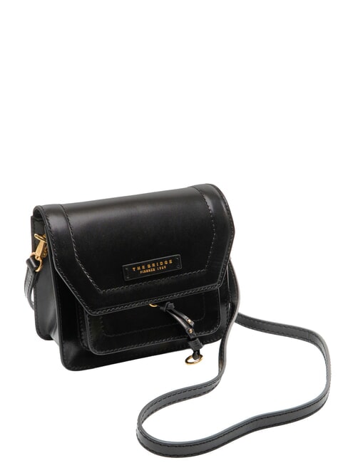 ELBA Borsa in pelle con flap a tracolla Nero Oro - Borse Donna