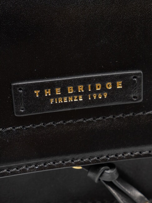 ELBA Borsa in pelle con flap a tracolla Nero Oro - Borse Donna