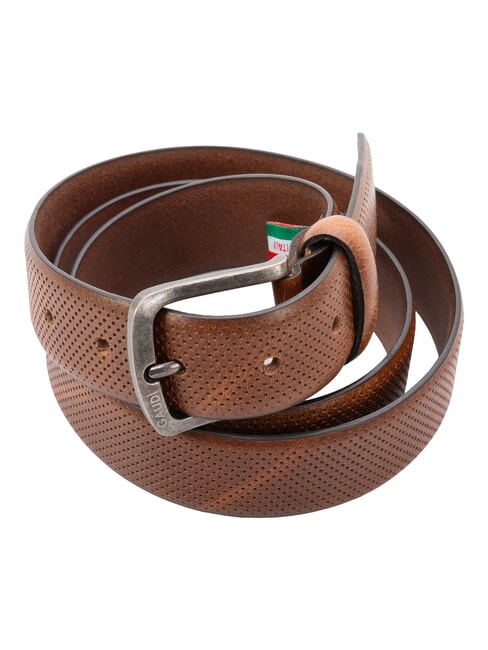 SANTA CROCE Cintura in pelle, Made in Italy Tobacco - Cinture