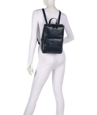 THE BRIDGE IOLANDA Zaino con tasca frontale, in pelle oltremare abb. oro - Borse Donna - 6