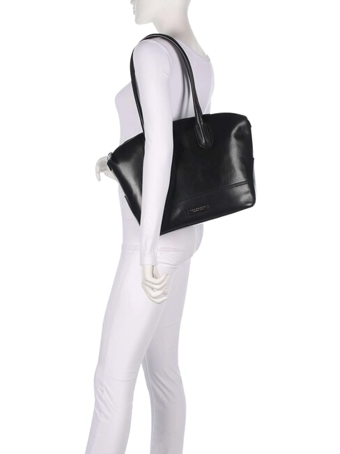 IOLANDA Borsa shopping a spalla, in pelle Nero Oro - Borse Donna