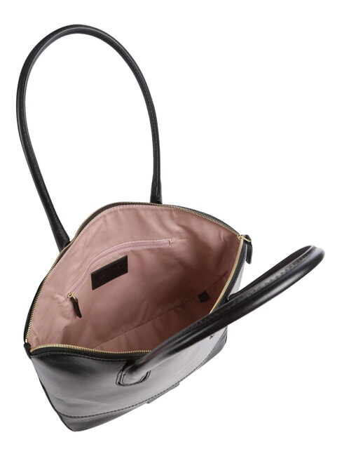 IOLANDA Borsa shopping a spalla, in pelle Nero Oro - Borse Donna