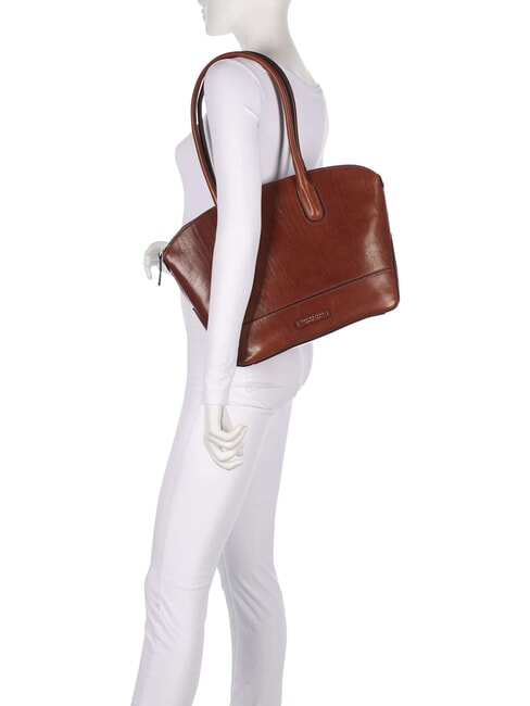 IOLANDA Borsa shopping a spalla, in pelle MARRONE - Borse Donna