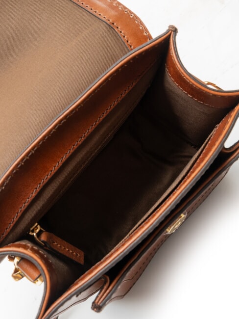 ELBA Borsa in pelle con flap a tracolla MARRONE - Borse Donna