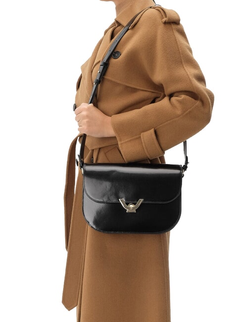 CAMPIONARIO - DEW SHINY CALF Borsa a tracolla in pelle spazzolata Nero - Borse Donna