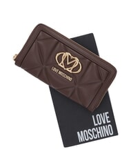 LOVE MOSCHINO EMBOSSED Portafoglio grande zip around cioccolato - Portafogli Donna - 4