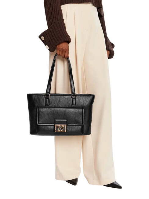 EMBOSSED Borsa shopping, doppia portabilit&agrave; Nero - Borse Donna