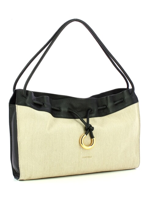 CAMPIONARIO - ISABELA CANVAS Borsa hobo in tela e pelle natural/noir - Borse Donna