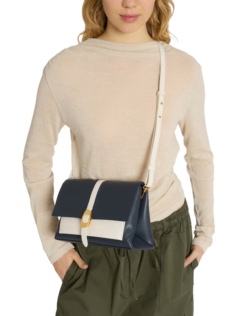 CAMPIONARIO - DORIAN BICOLOR Borsa in pelle a tracolla midnig.b/blanco - Borse Donna