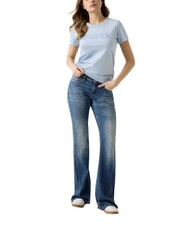 GUESS STUDS SCRIPT T-shirt manica corta aerial blue - T-shirt e Top Donna - 4