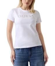 GUESS STUDS SCRIPT T-shirt manica corta purwhite - T-shirt e Top Donna - 2