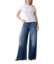 GUESS STUDS SCRIPT T-shirt manica corta purwhite - T-shirt e Top Donna - 4