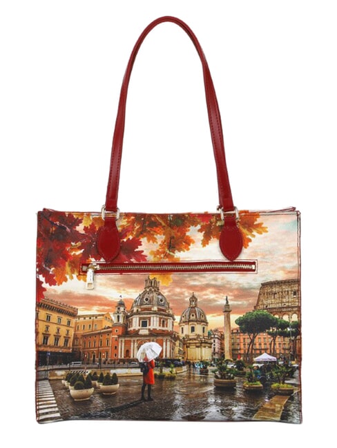 YESBAG L Borsa shopping, a spalla rome raining - Borse Donna