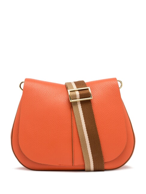 HELENA ROUND Borsa in pelle con doppia tracolla corallo - Borse Donna