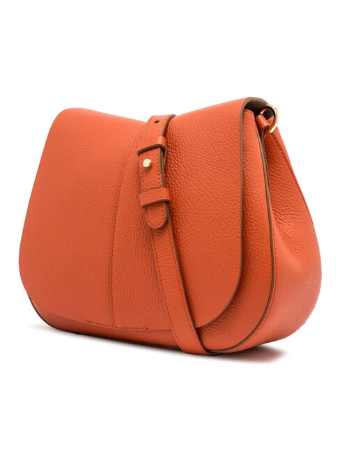 HELENA ROUND Borsa in pelle con doppia tracolla corallo - Borse Donna