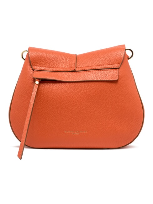 HELENA ROUND Borsa in pelle con doppia tracolla corallo - Borse Donna
