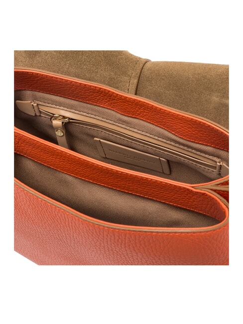 HELENA ROUND Borsa in pelle con doppia tracolla corallo - Borse Donna