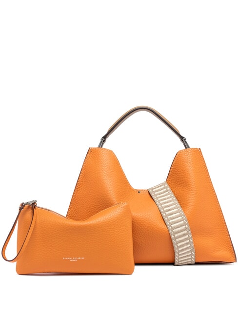 AURORA Borsa a mano in pelle con pouch flame orange-sabbia - Borse Donna