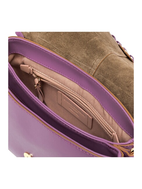 HELENA ROUND Borsa in pelle con flap argyle purple - Borse Donna