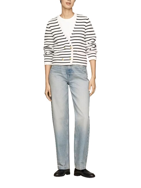 TH Cardigan in cotone, a maniche lunghe breton stp/ ivory petal/ desert sky - Maglie Donna