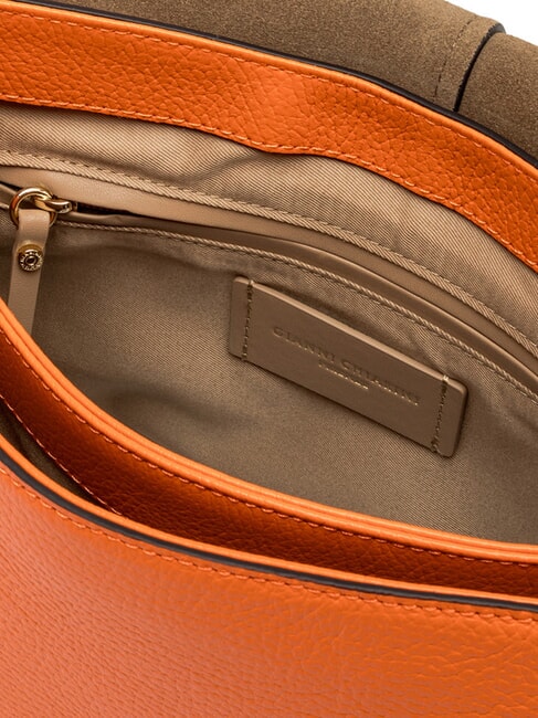 HELENA ROUND Borsa in pelle con tracolla in corda flame orange - Borse Donna